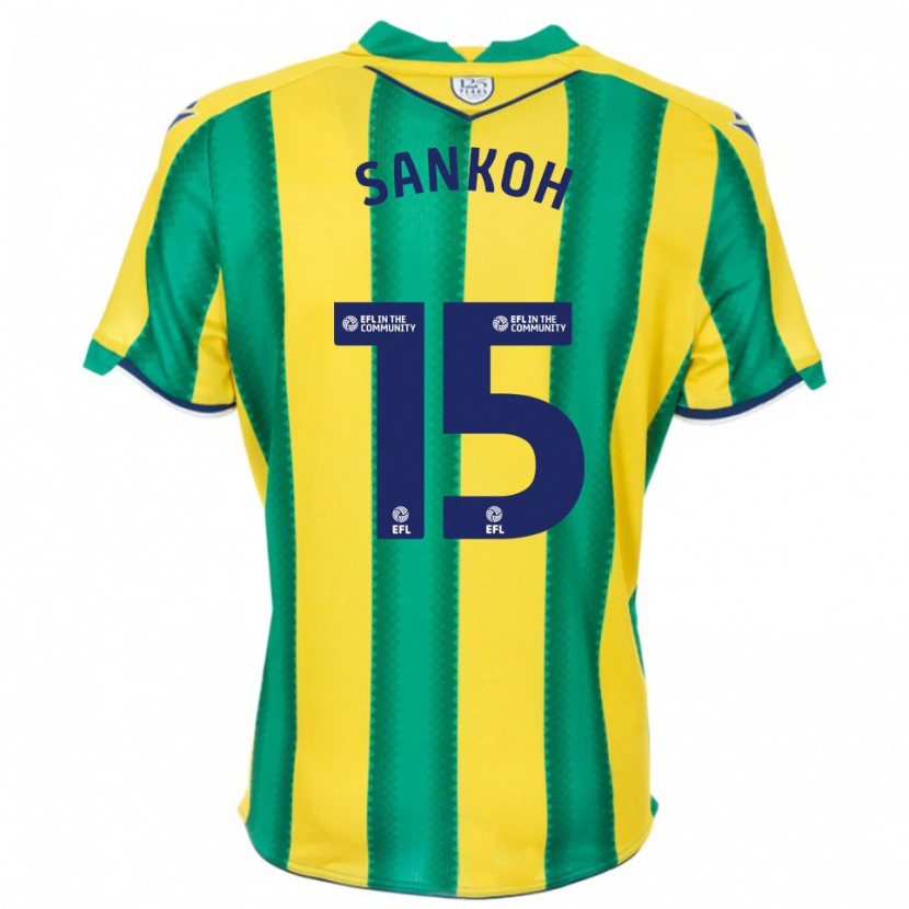 Danxen Dames Umar Sankoh #15 Geel Groen Uitshirt Uittenue 2025/26 T-Shirt België