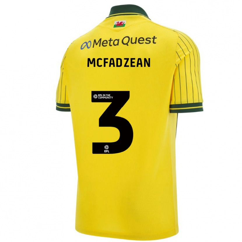 Danxen Dames Callum Mcfadzean #3 Geel Groen Uitshirt Uittenue 2025/26 T-Shirt België