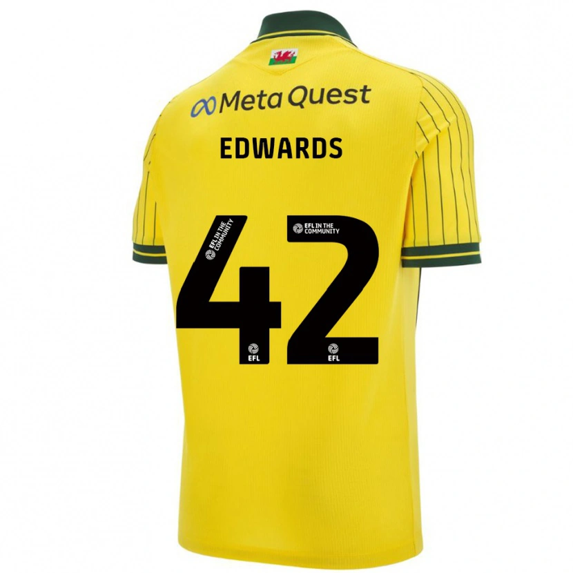 Danxen Dames Callum Edwards #42 Geel Groen Uitshirt Uittenue 2025/26 T-Shirt België