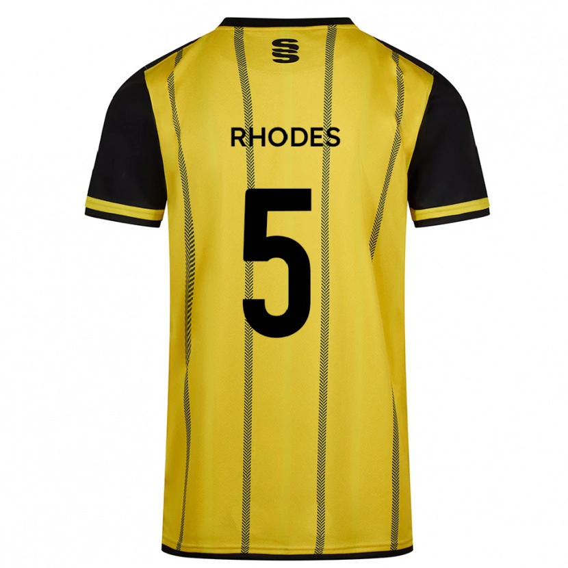 Danxen Dames Alex Rhodes #5 Geel Zwart Uitshirt Uittenue 2025/26 T-Shirt België
