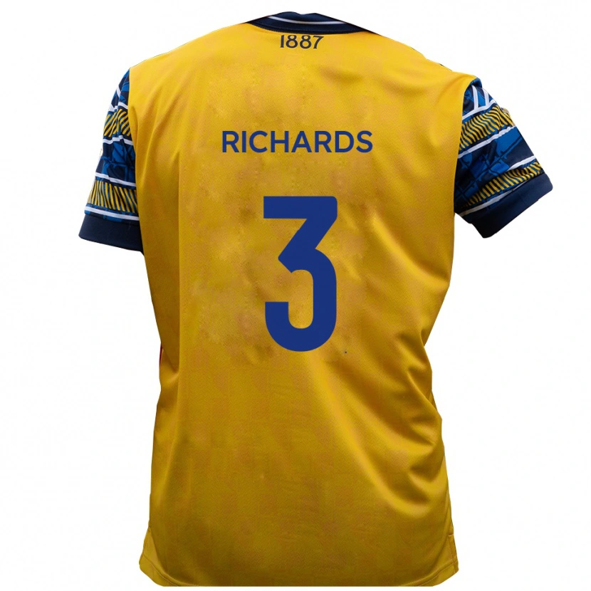 Danxen Dames Caleb Richards #3 Geel Zwart Uitshirt Uittenue 2025/26 T-Shirt België