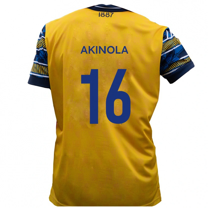 Danxen Dames Tunji Akinola #16 Geel Zwart Uitshirt Uittenue 2025/26 T-Shirt België