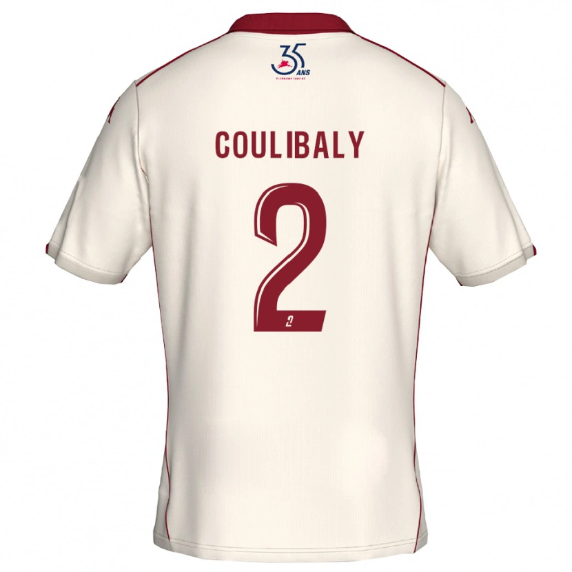 Danxen Dames Ibrahim Coulibaly #2 Wit Bourgondisch Uitshirt Uittenue 2025/26 T-Shirt België
