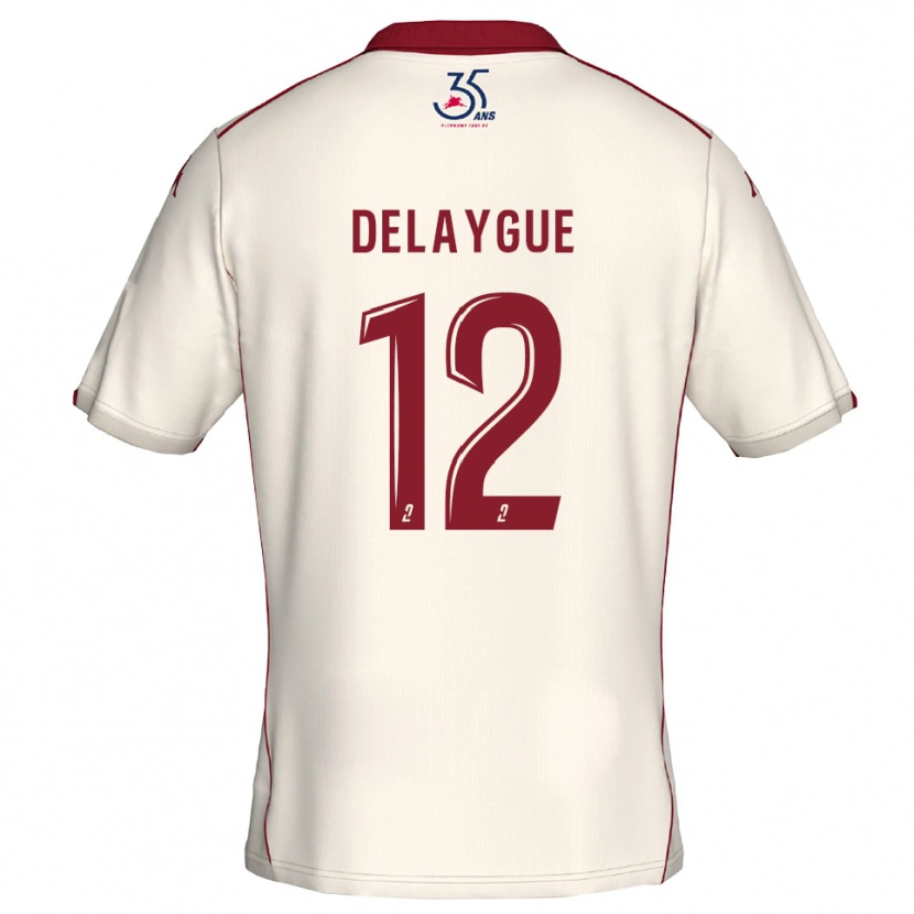 Danxen Dames Lorenzo Delaygue #12 Wit Bourgondisch Uitshirt Uittenue 2025/26 T-Shirt België