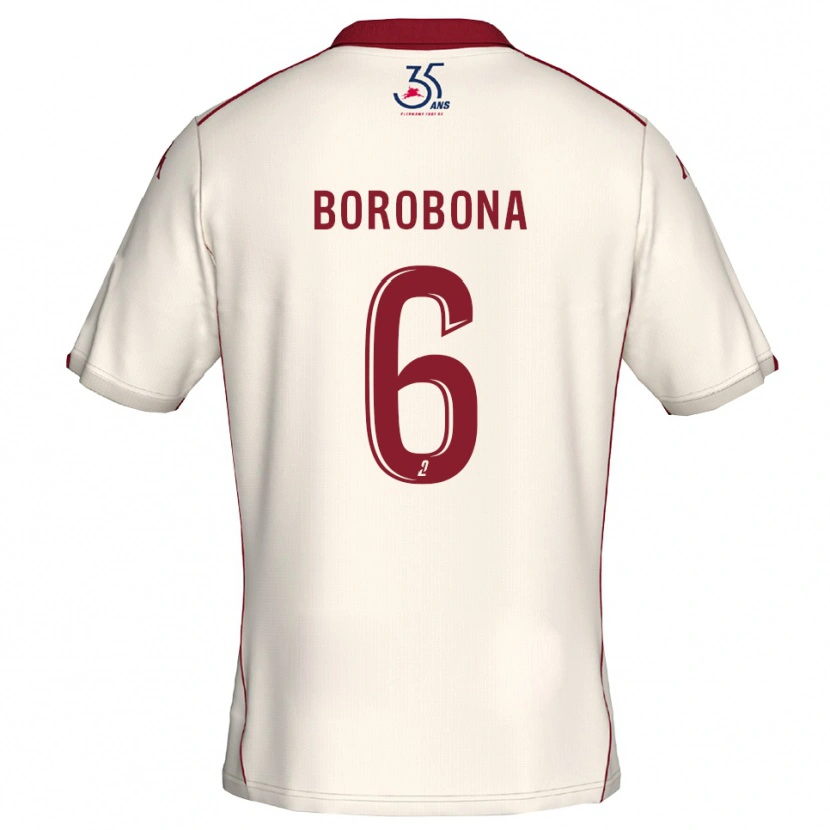 Danxen Dames Uchaël Borobona #6 Wit Bourgondisch Uitshirt Uittenue 2025/26 T-Shirt België