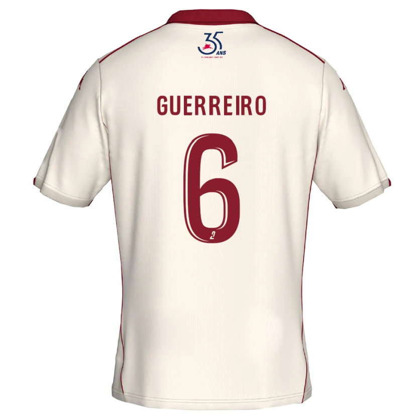 Danxen Dames Mattéo Guerreiro #6 Wit Bourgondisch Uitshirt Uittenue 2025/26 T-Shirt België
