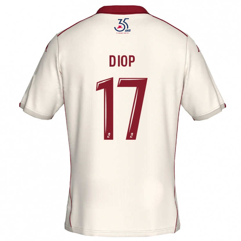 Danxen Dames Ousmane Diop #17 Wit Bourgondisch Uitshirt Uittenue 2025/26 T-Shirt België