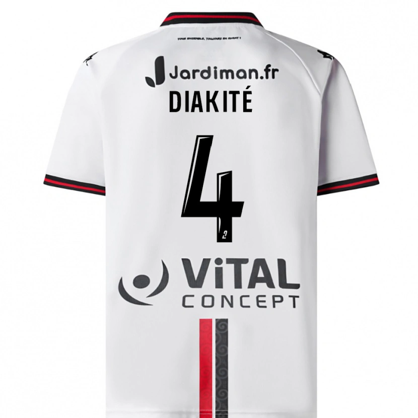 Danxen Dames Ibrahima Diakité #4 Wit Rood Uitshirt Uittenue 2025/26 T-Shirt België