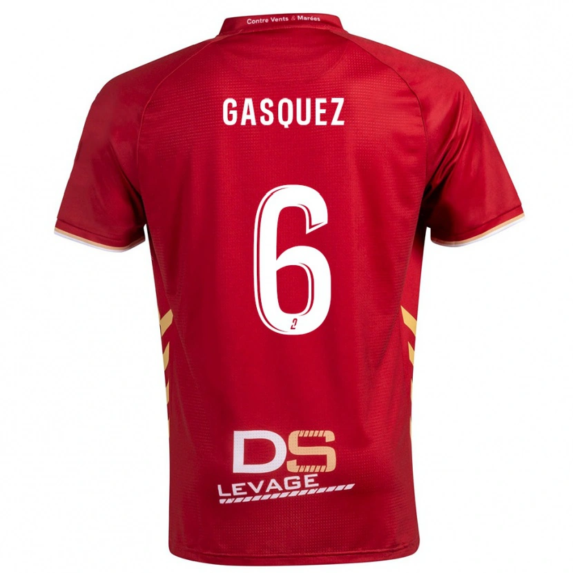 Danxen Dames Isaac Gasquez #6 Bourgondisch Goud Uitshirt Uittenue 2025/26 T-Shirt België