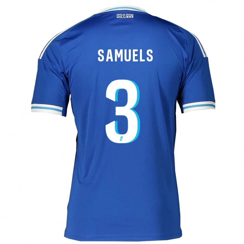Danxen Kinderen Ishé Samuels-Smith #3 Blauw Wit Thuisshirt Thuistenue 2025/26 T-Shirt België