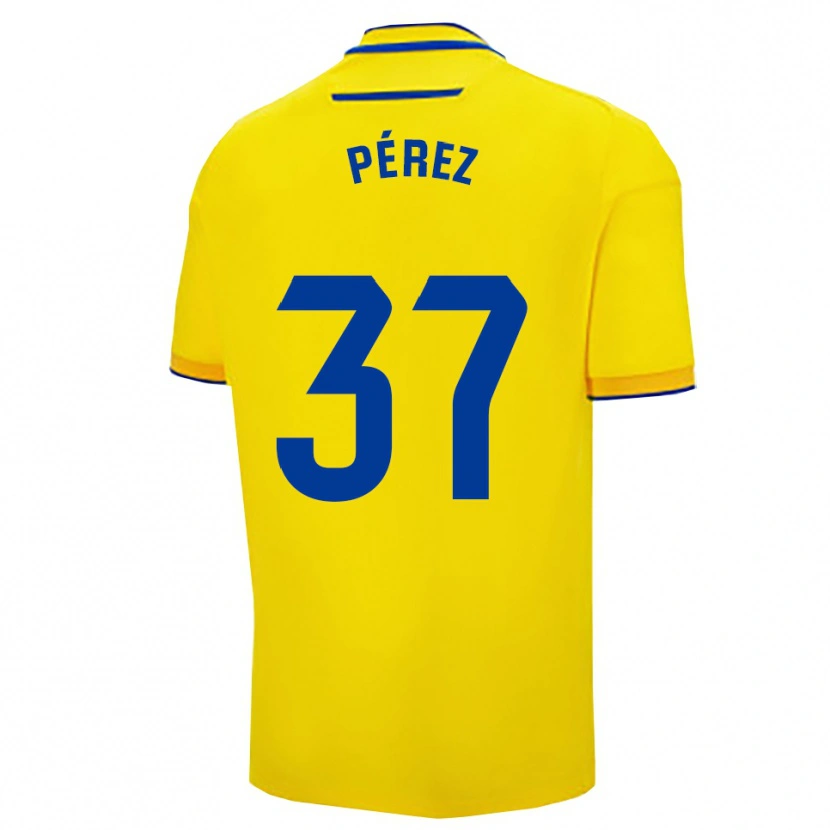 Danxen Kinderen David Pérez #37 Geel Marineblauw Thuisshirt Thuistenue 2025/26 T-Shirt België