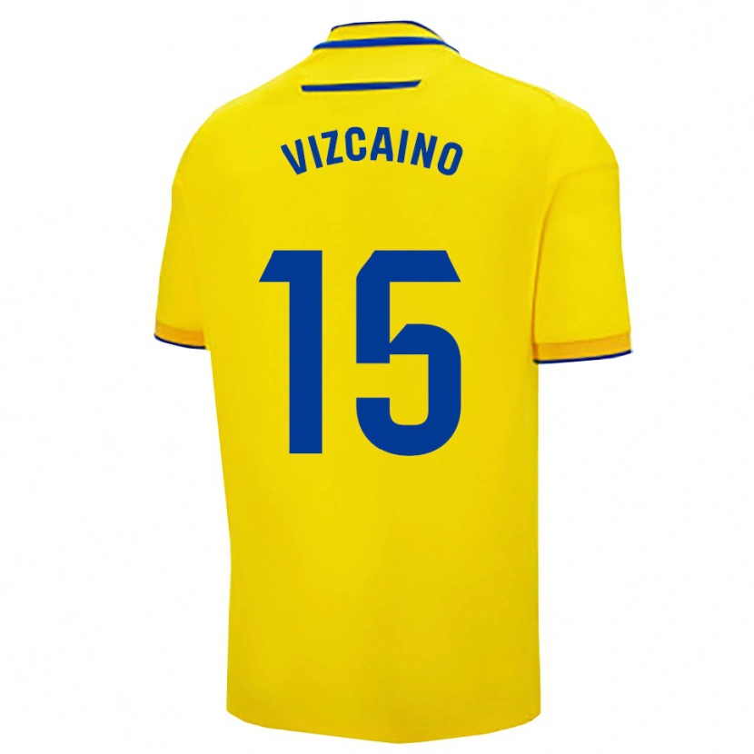Danxen Kinderen Nacho Vizcaíno #15 Geel Marineblauw Thuisshirt Thuistenue 2025/26 T-Shirt België