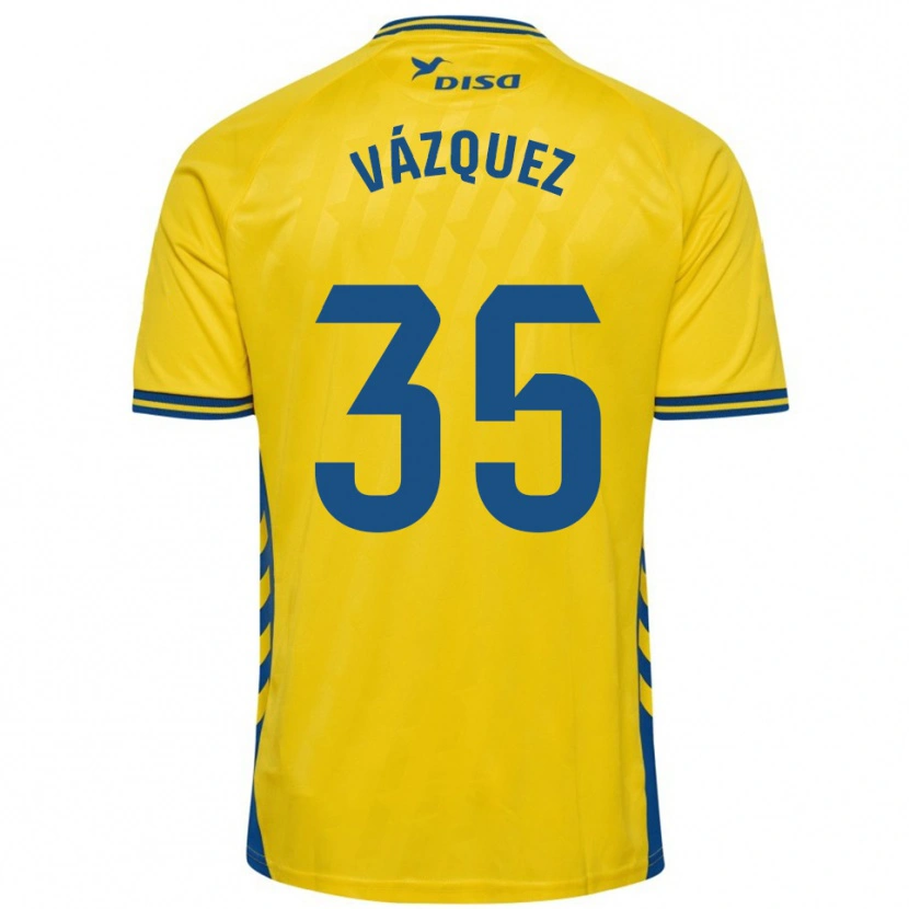 Danxen Kinderen Adrián Vázquez #35 Geel Blauw Thuisshirt Thuistenue 2025/26 T-Shirt België