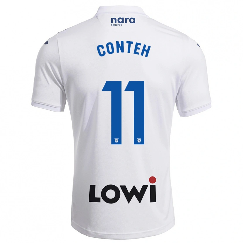 Danxen Kinderen Denis Conteh #11 Wit Marineblauw Thuisshirt Thuistenue 2025/26 T-Shirt België