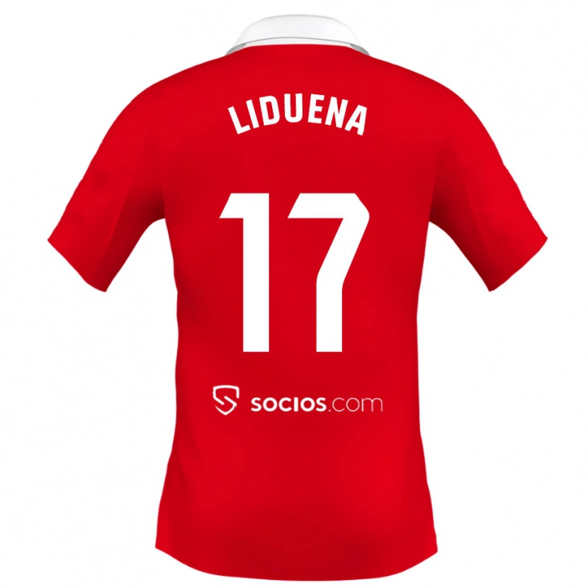 Danxen Kinderen Daniel Lidueña #17 Rood Wit Grijs Uitshirt Uittenue 2025/26 T-Shirt België