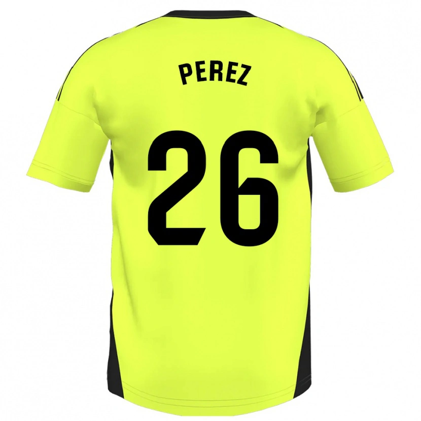 Danxen Kinderen Pablo Pérez #26 Fluorescerend Geel Uitshirt Uittenue 2025/26 T-Shirt België