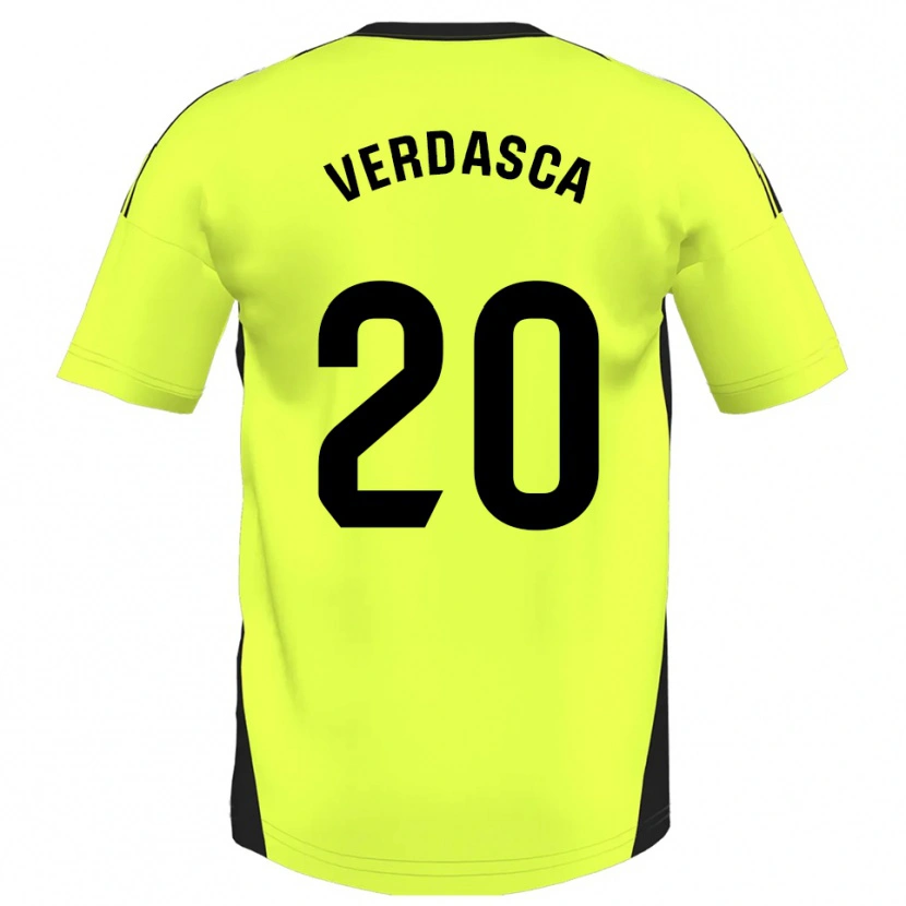 Danxen Kinderen Diogo Verdasca #20 Fluorescerend Geel Uitshirt Uittenue 2025/26 T-Shirt België