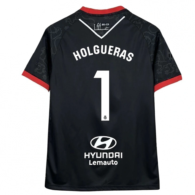 Danxen Kinderen Javi Holgueras #1 Zwart Rood Uitshirt Uittenue 2025/26 T-Shirt België