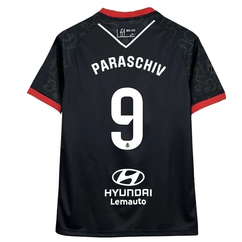 Danxen Kinderen Daniel Paraschiv #9 Zwart Rood Uitshirt Uittenue 2025/26 T-Shirt België