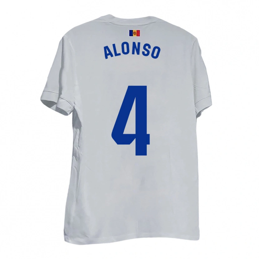 Danxen Kinderen Gael Alonso #4 Wit Blauw Geel Uitshirt Uittenue 2025/26 T-Shirt België