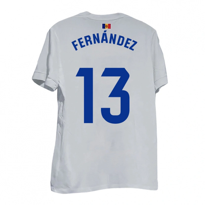 Danxen Kinderen Ferran Fernández #13 Wit Blauw Geel Uitshirt Uittenue 2025/26 T-Shirt België
