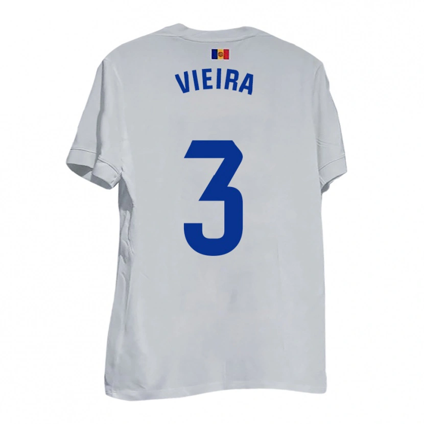 Danxen Kinderen Daniel Vieira #3 Wit Blauw Geel Uitshirt Uittenue 2025/26 T-Shirt België