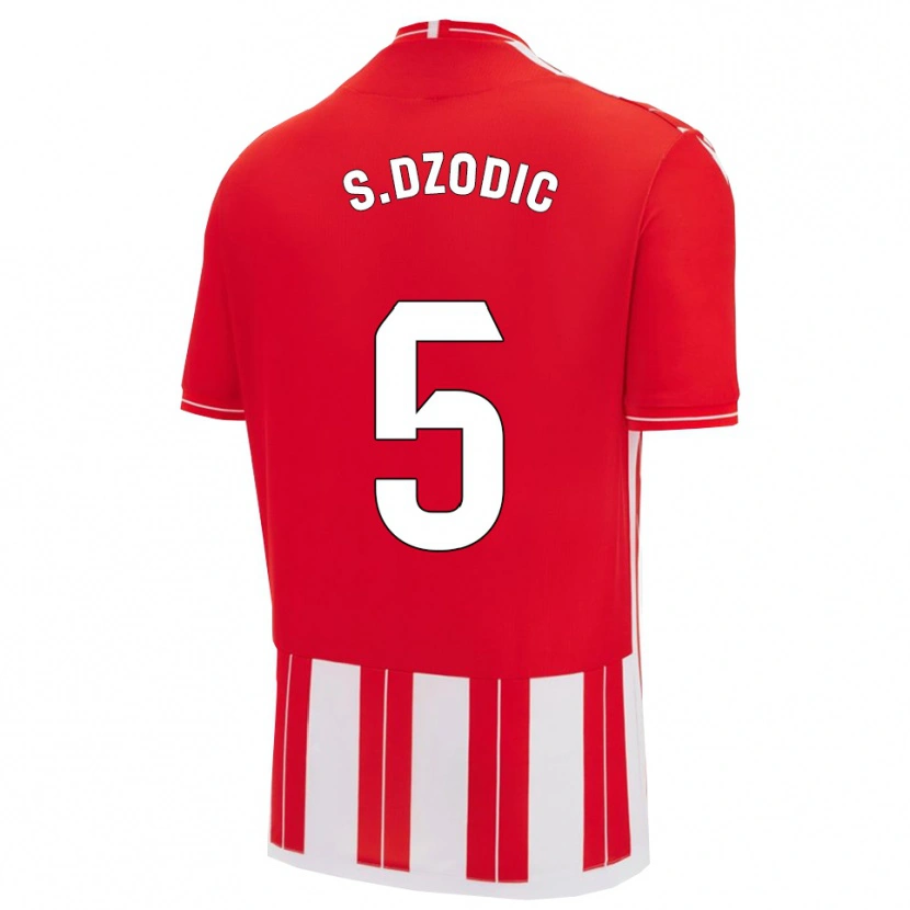 Danxen Dames Stefan Dzodic #5 Rood Wit Thuisshirt Thuistenue 2025/26 T-Shirt België