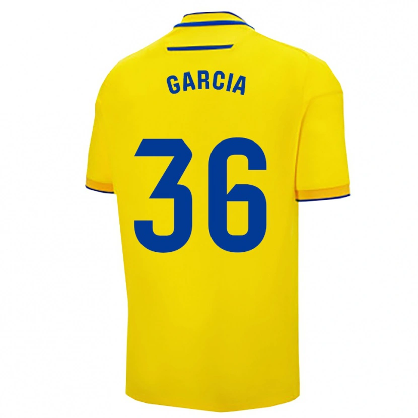 Danxen Dames David García #36 Geel Marineblauw Thuisshirt Thuistenue 2025/26 T-Shirt België