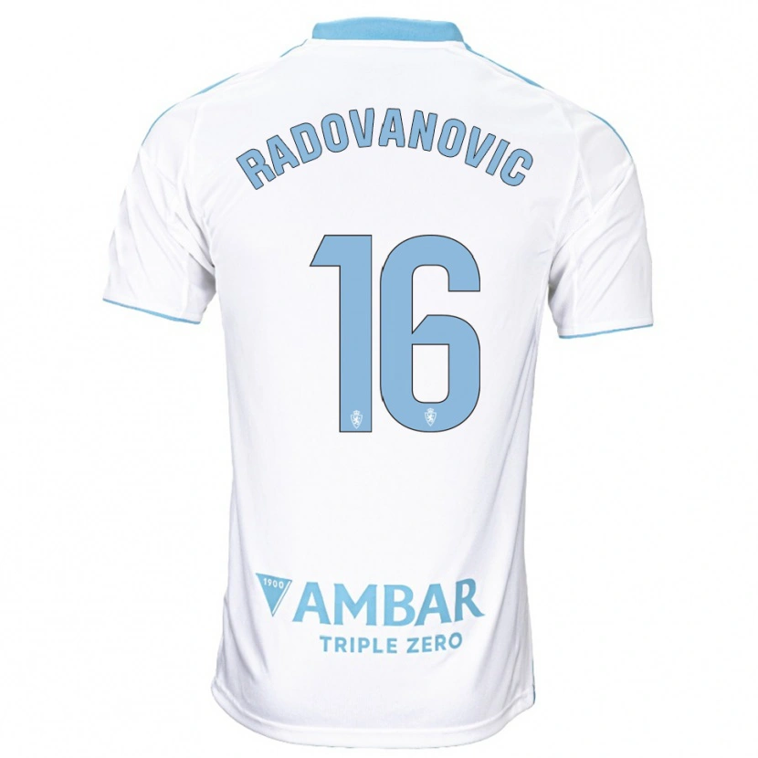 Danxen Dames Aleksandar Radovanovic #16 Wit Hemelsblauw Thuisshirt Thuistenue 2025/26 T-Shirt België