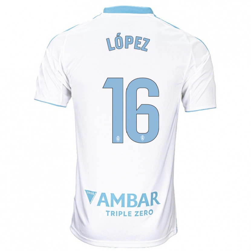 Danxen Dames Juan López #16 Wit Hemelsblauw Thuisshirt Thuistenue 2025/26 T-Shirt België