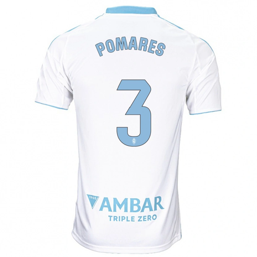 Danxen Dames Carlos Pomares #3 Wit Hemelsblauw Thuisshirt Thuistenue 2025/26 T-Shirt België