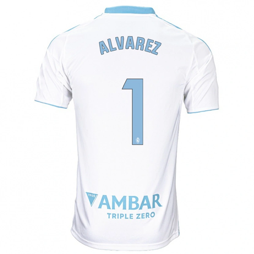 Danxen Dames Cristian Álvarez #1 Wit Hemelsblauw Thuisshirt Thuistenue 2025/26 T-Shirt België
