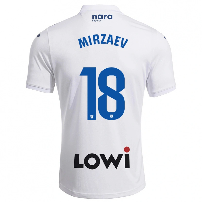 Danxen Dames Lazizbek Mirzaev #18 Wit Marineblauw Thuisshirt Thuistenue 2025/26 T-Shirt België