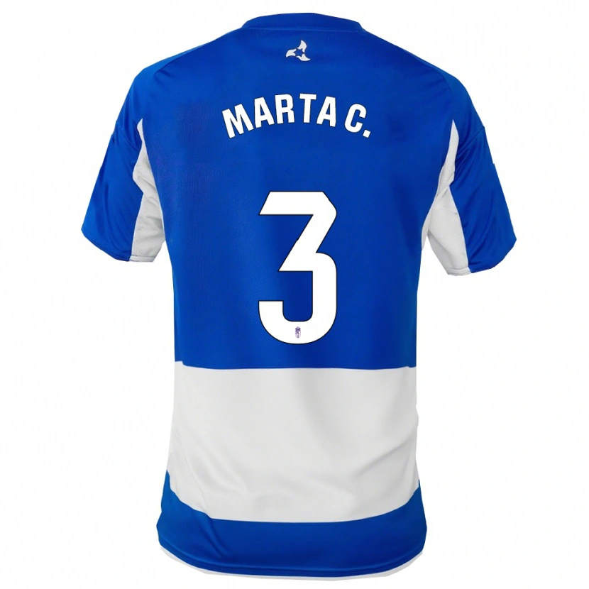 Danxen Dames Marta Carrasco García #3 Blauw Wit Uitshirt Uittenue 2025/26 T-Shirt België