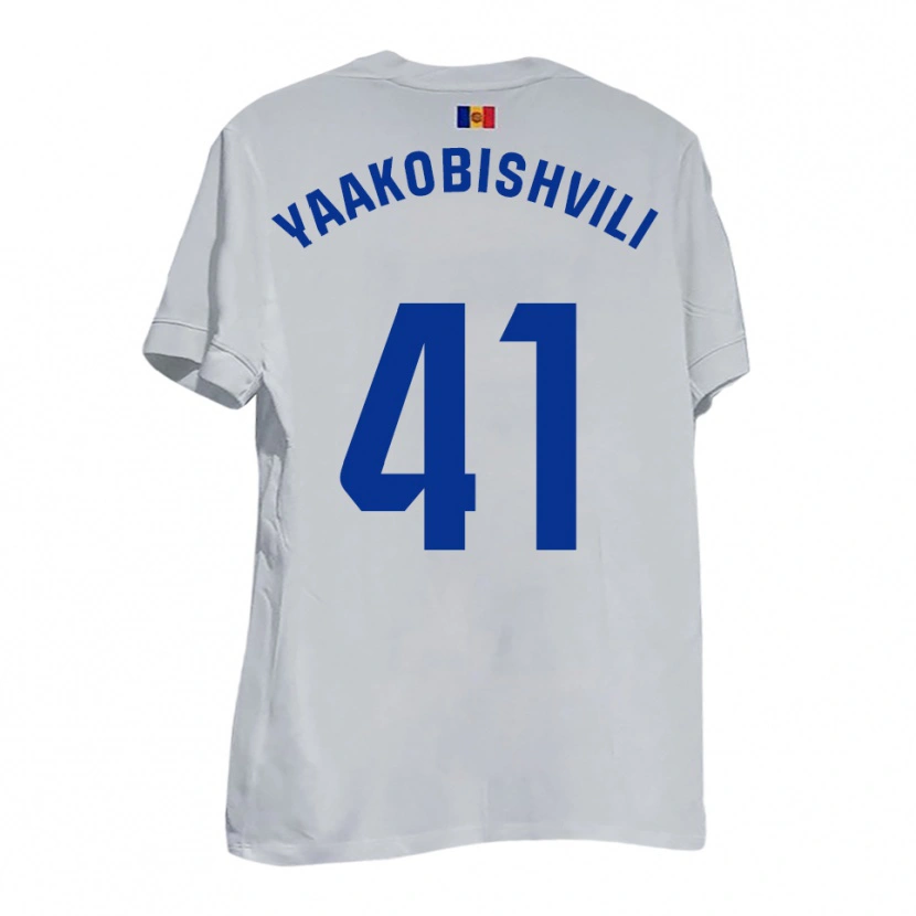 Danxen Dames Áron Yaakobishvili #41 Wit Blauw Geel Uitshirt Uittenue 2025/26 T-Shirt België