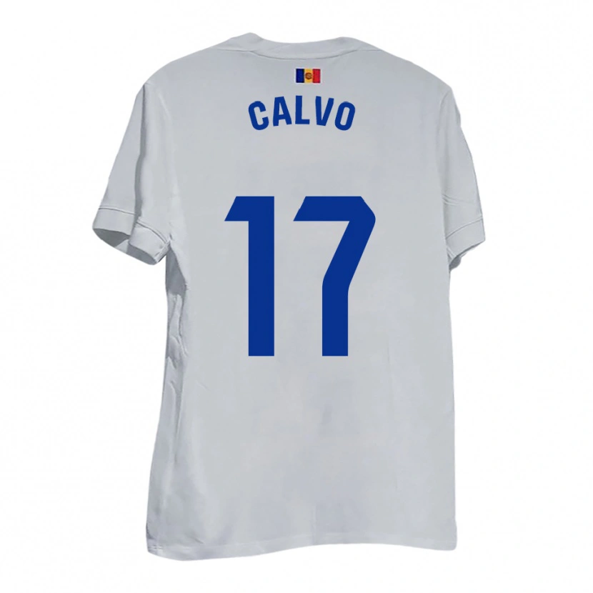 Danxen Dames Álex Calvo #17 Wit Blauw Geel Uitshirt Uittenue 2025/26 T-Shirt België
