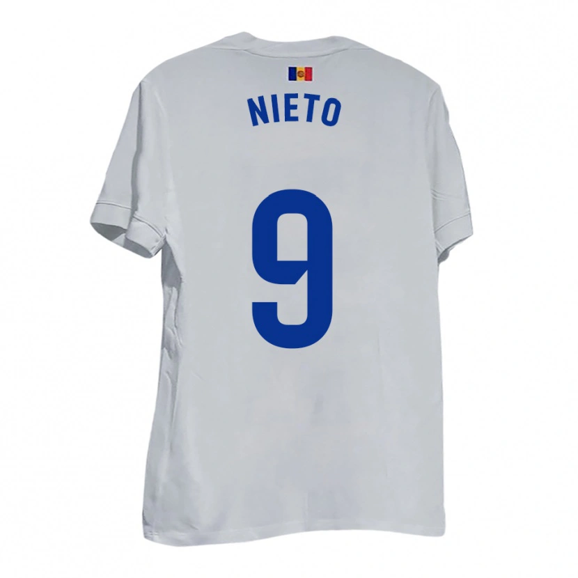 Danxen Dames Manu Nieto #9 Wit Blauw Geel Uitshirt Uittenue 2025/26 T-Shirt België