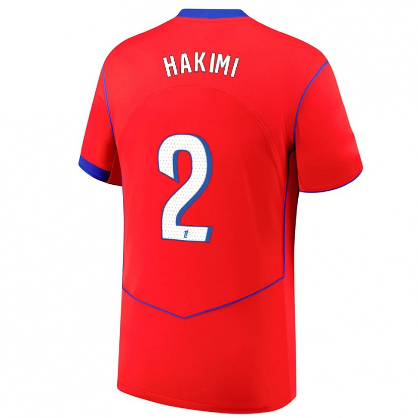 Danxen Dames Achraf Hakimi #2 Rood Blauw Wit Thuisshirt Derde Tenue 2025/26 T-Shirt België