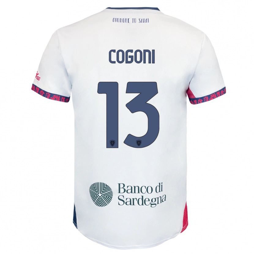 Danxen Kinderen Andrea Cogoni #13 Wit Marineblauw Rood Uitshirt Uittenue 2025/26 T-Shirt België