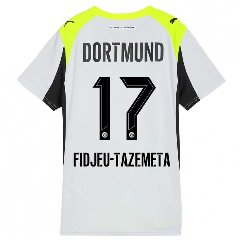 Danxen Kinderen Thierry Fidjeu-Tazemeta #17 Fluorescerend Geel Uitshirt Uittenue 2025/26 T-Shirt België