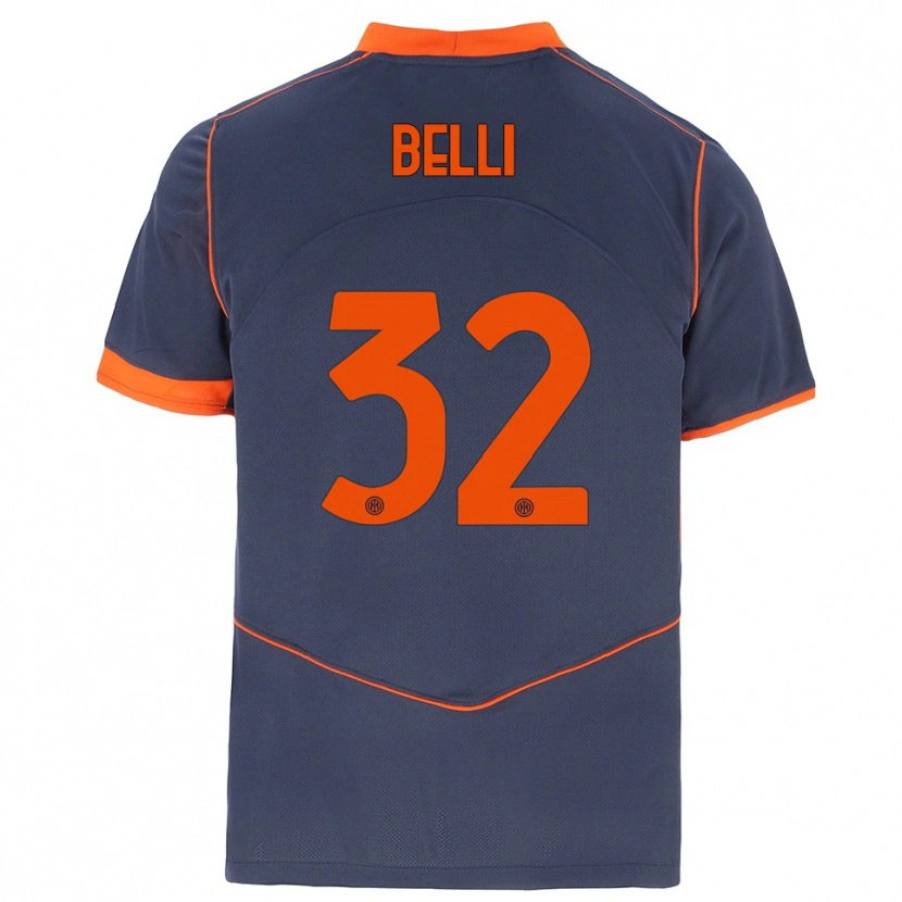 Danxen Kinderen Elena Belli #32 Grijs Oranje Thuisshirt Derde Tenue 2025/26 T-Shirt België
