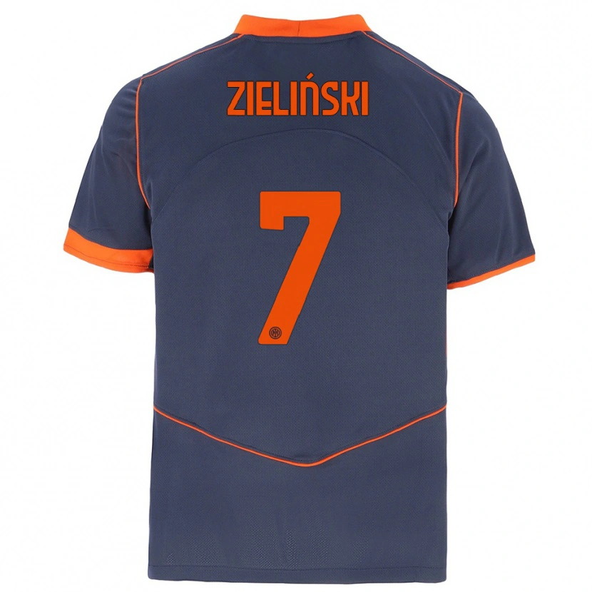 Danxen Kinderen Piotr Zieliński #7 Grijs Oranje Thuisshirt Derde Tenue 2025/26 T-Shirt België