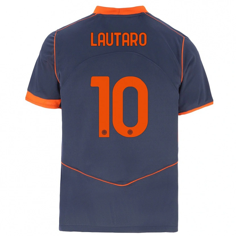 Danxen Kinderen Lautaro Martínez #10 Grijs Oranje Thuisshirt Derde Tenue 2025/26 T-Shirt België