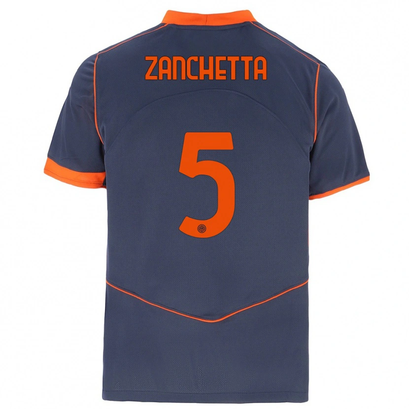 Danxen Kinderen Mattia Zanchetta #5 Grijs Oranje Thuisshirt Derde Tenue 2025/26 T-Shirt België