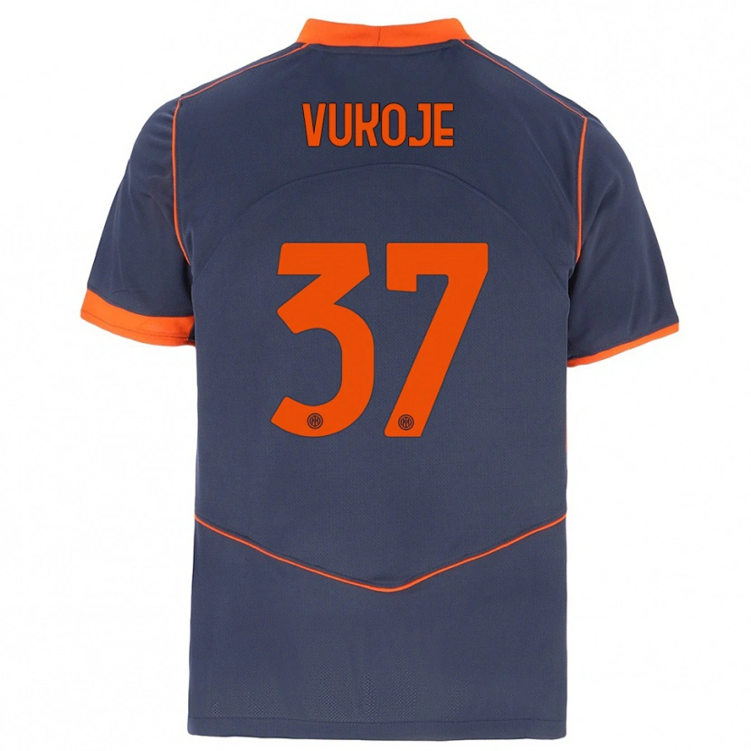 Danxen Kinderen Andrija Vukoje #37 Grijs Oranje Thuisshirt Derde Tenue 2025/26 T-Shirt België