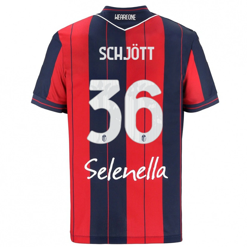 Danxen Heren Gustav Schjött #36 Rood Marineblauw Thuisshirt Thuistenue 2025/26 T-Shirt België