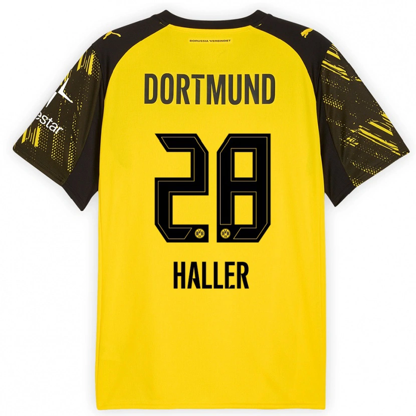 Danxen Heren Sébastien Haller #28 Geel Zwart Thuisshirt Thuistenue 2025/26 T-Shirt België