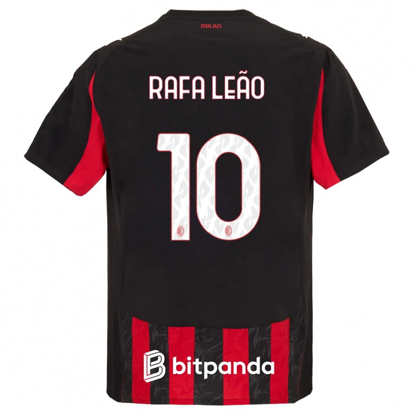 Danxen Dames Rafael Leão #10 Rood Zwart Thuisshirt Thuistenue 2025/26 T-Shirt België