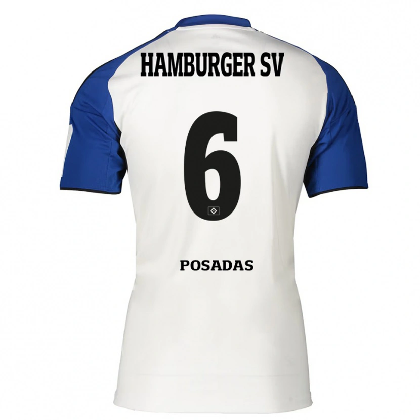 Danxen Dames Leonardo Posadas #6 Wit Blauw Thuisshirt Thuistenue 2025/26 T-Shirt België