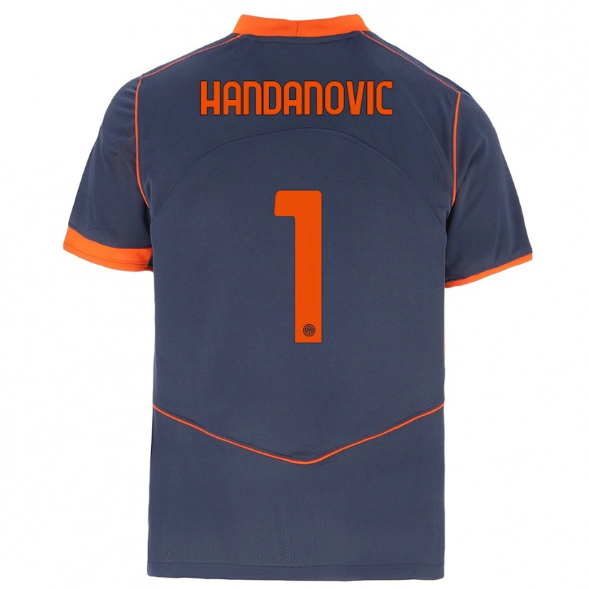 Danxen Dames Samir Handanovic #1 Grijs Oranje Thuisshirt Derde Tenue 2025/26 T-Shirt België